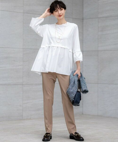 S size ONWARD(小さいサイズ) / エスサイズオンワード カットソー | 【洗える】シルキータフタコンビ ペプラム カットソー | 詳細1