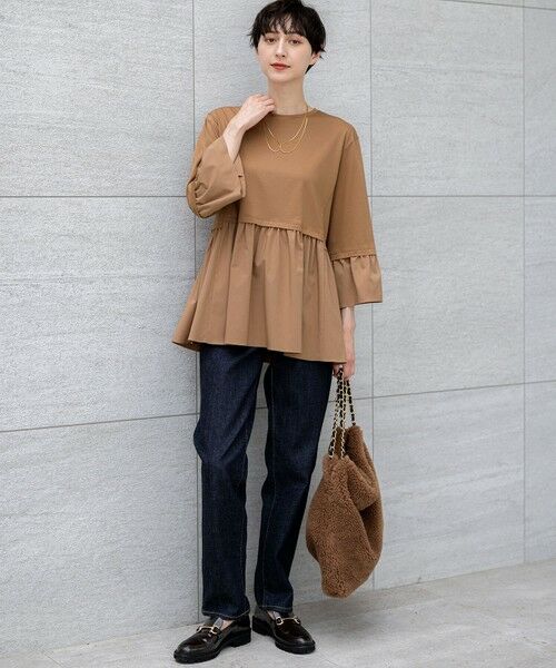 S size ONWARD(小さいサイズ) / エスサイズオンワード カットソー | 【洗える】シルキータフタコンビ ペプラム カットソー | 詳細4