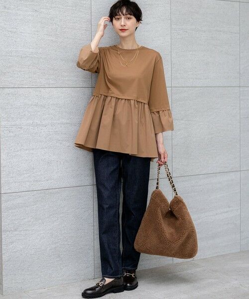 S size ONWARD(小さいサイズ) / エスサイズオンワード カットソー | 【洗える】シルキータフタコンビ ペプラム カットソー | 詳細5