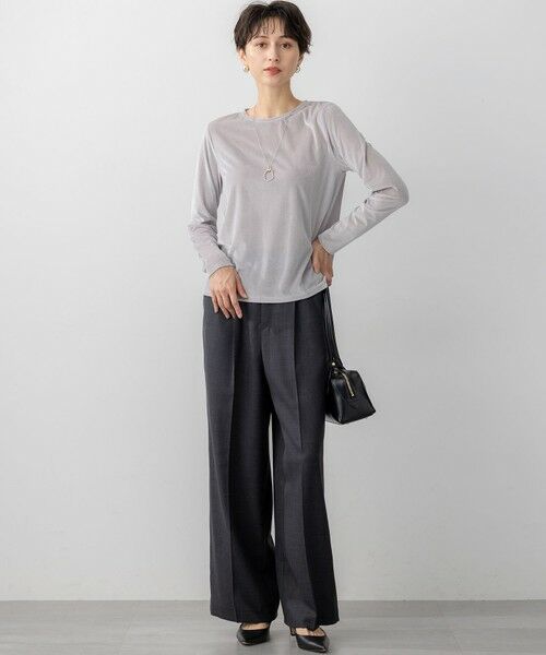 S size ONWARD(小さいサイズ) / エスサイズオンワード カットソー | 【洗える】シアーベロア ロングスリーブ Tシャツ | 詳細4