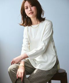 S size ONWARD(小さいサイズ) / エスサイズオンワード カットソー | 【洗える】サテン ロングスリーブ Tシャツ