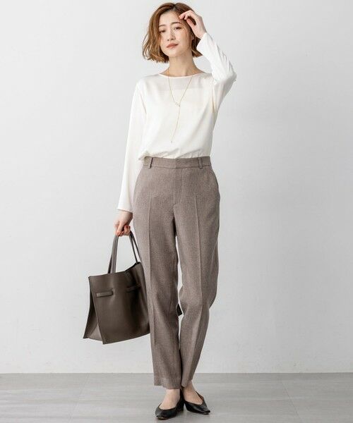 S size ONWARD(小さいサイズ) / エスサイズオンワード カットソー | 【洗える】サテン ロングスリーブ Tシャツ | 詳細5