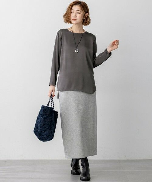 S size ONWARD(小さいサイズ) / エスサイズオンワード カットソー | 【洗える】サテン ロングスリーブ Tシャツ | 詳細12