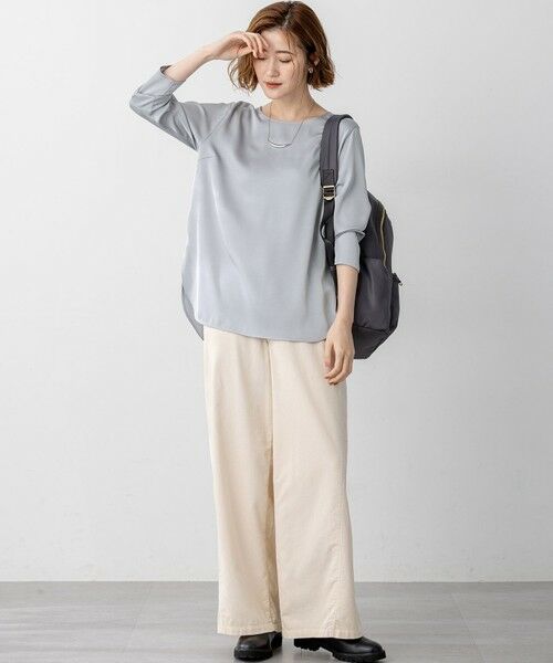 S size ONWARD(小さいサイズ) / エスサイズオンワード カットソー | 【洗える】サテン ロングスリーブ Tシャツ | 詳細29