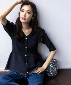 S size ONWARD(小さいサイズ) / エスサイズオンワード ニット・セーター | シアーフリルペプラム ニット