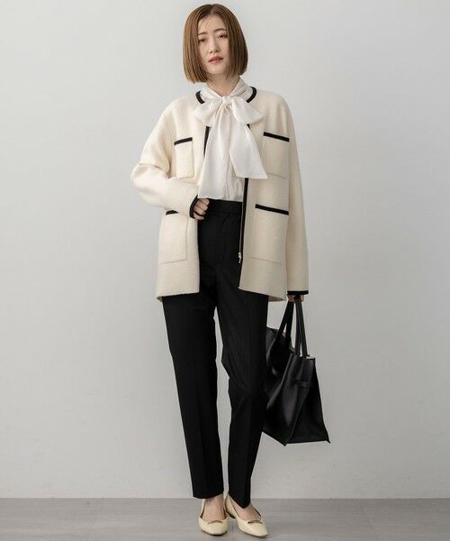 S size ONWARD(小さいサイズ) / エスサイズオンワード その他アウター | 【洗える】ミニブークレニット バイカラー ジャケット | 詳細4