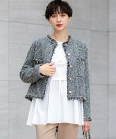美品♡1% SHUHEI OGAWA フリルブルゾン　シアーノーカラージャケット 美品♡1% SHUHEI OGAWA フリルブルゾン シアーノーカラー