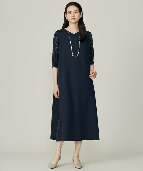 S size ONWARD(小さいサイズ) / エスサイズオンワード ロング・マキシ丈ワンピース | フラワーレースダブルクロス ワンピース | 詳細1