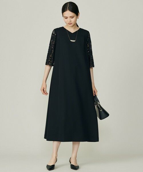 S size ONWARD(小さいサイズ) / エスサイズオンワード ロング・マキシ丈ワンピース | フラワーレースダブルクロス ワンピース | 詳細4