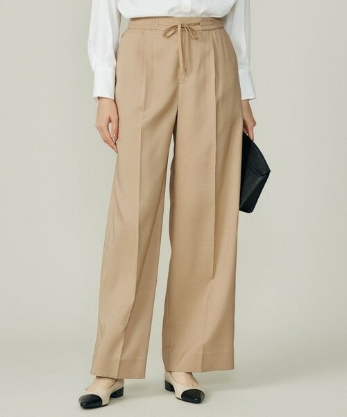 S size ONWARD(小さいサイズ)/エスサイズオンワード 【カタログ掲載・洗える】ウールライクストレッチワイド パンツ ベージュ 32