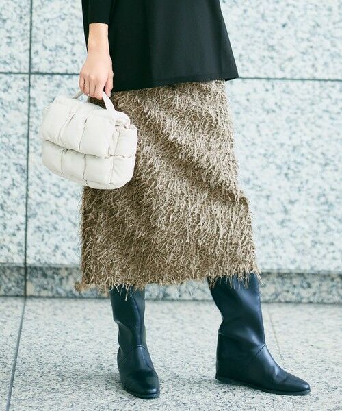 S size ONWARD(小さいサイズ) / エスサイズオンワード ミニ・ひざ丈スカート | 【カタログ掲載】フェザージャカード スカート（カーキ）