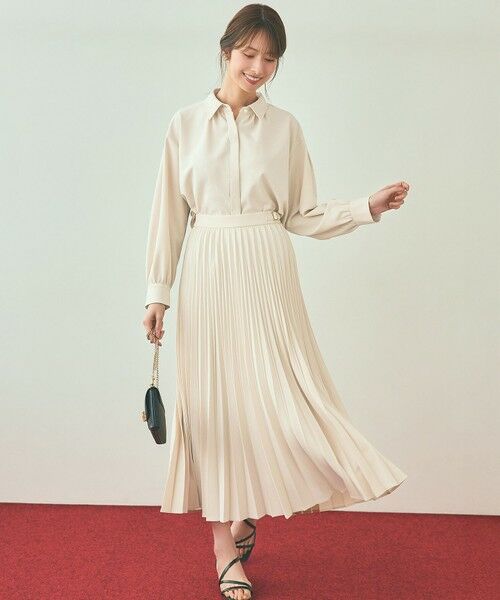 S size ONWARD(小さいサイズ) / エスサイズオンワード ロング・マキシ丈スカート | 【UVカット・アンチピリング・洗える】ウーステッドエステル  プリーツスカート | 詳細1