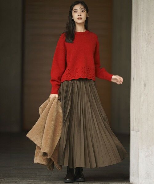 S size ONWARD(小さいサイズ) / エスサイズオンワード ロング・マキシ丈スカート | 【見上愛さん着用/CanCam11月号掲載】パウダリータイプライター プリーツ スカート | 詳細13