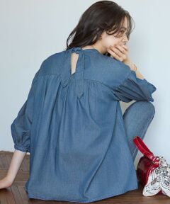 S size ONWARD(小さいサイズ) / エスサイズオンワード シャツ・ブラウス | 【SLOW/一部店舗限定】ライトオンス デニム バックリボン ブラウス