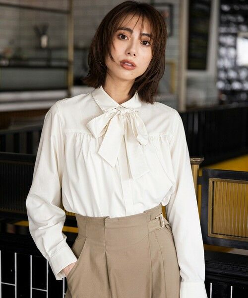 S size ONWARD(小さいサイズ) / エスサイズオンワード シャツ・ブラウス | ボウタイ付きビジュー シャツ | 詳細1