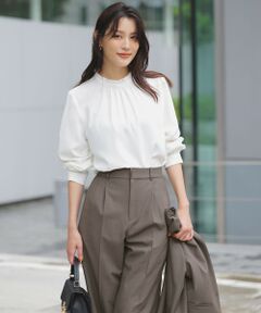 S size ONWARD(小さいサイズ) / エスサイズオンワード シャツ・ブラウス | 【洗える】フリルネックスタンド ブラウス