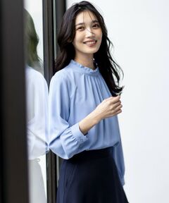 S size ONWARD(小さいサイズ) / エスサイズオンワード シャツ・ブラウス | 【洗える】フリルネックスタンド ブラウス