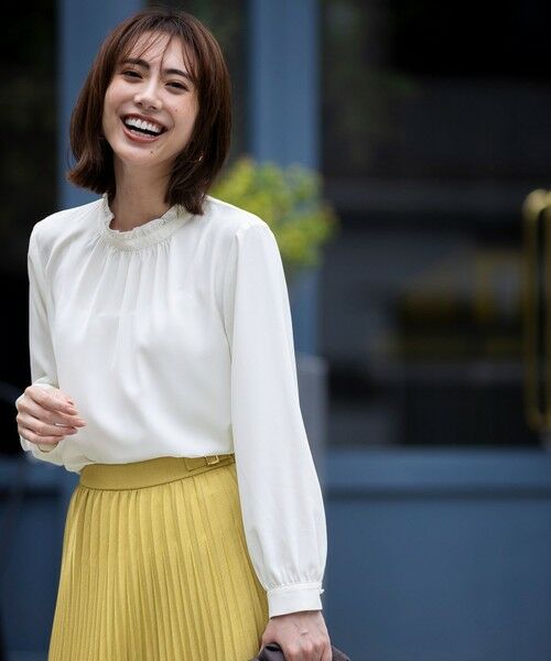 S size ONWARD(小さいサイズ) / エスサイズオンワード シャツ・ブラウス | 【洗える】フリルネックスタンド ブラウス | 詳細1