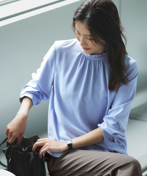 S size ONWARD(小さいサイズ) / エスサイズオンワード シャツ・ブラウス | 【洗える】フリルネックスタンド ブラウス | 詳細8