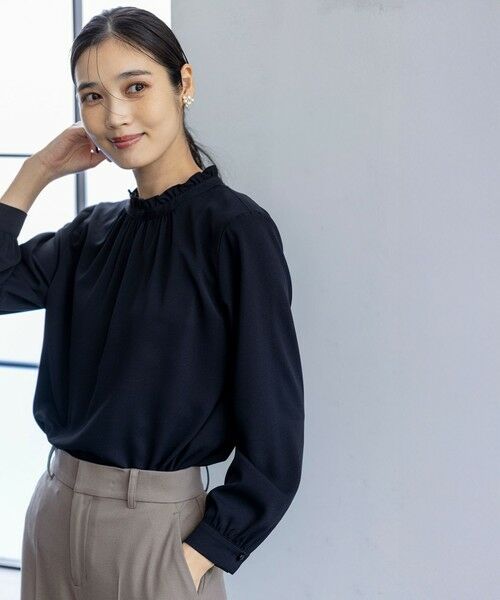 S size ONWARD(小さいサイズ) / エスサイズオンワード シャツ・ブラウス | 【洗える】フリルネックスタンド ブラウス | 詳細20