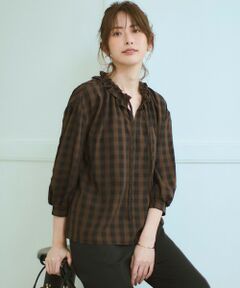 S size ONWARD(小さいサイズ) / エスサイズオンワード シャツ・ブラウス | 【WEB&一部店舗限定】ブロックチェック フリル ブラウス