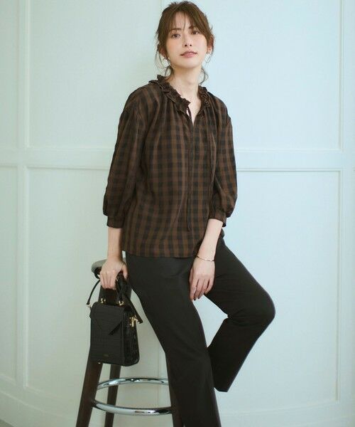 S size ONWARD(小さいサイズ) / エスサイズオンワード シャツ・ブラウス | 【WEB&一部店舗限定】ブロックチェック フリル ブラウス | 詳細15