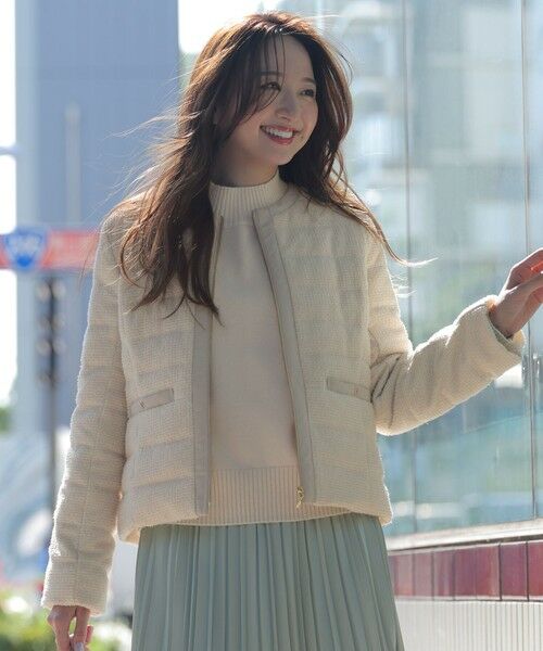 S size ONWARD(小さいサイズ) / エスサイズオンワード ダウンジャケット・ベスト | 【2WAY】ツイードノーカラー ダウンジャケット | 詳細1