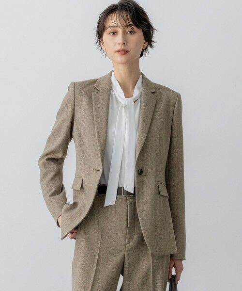 S size ONWARD(小さいサイズ) / エスサイズオンワード テーラードジャケット | 【洗える】ウールライクカルゼ テーラード ジャケット(ブラウン系)
