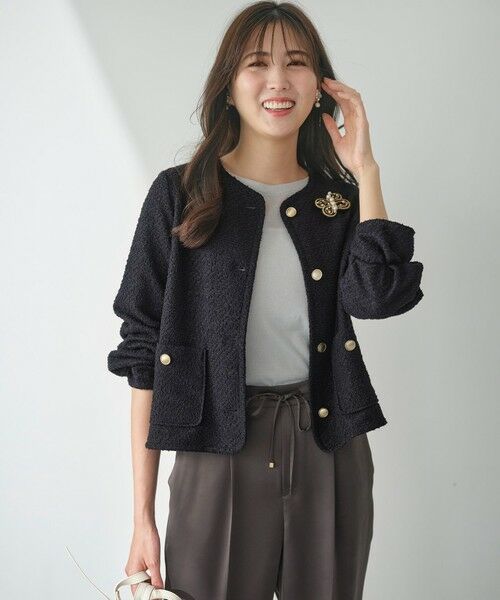 S size ONWARD(小さいサイズ) / エスサイズオンワード ノーカラージャケット | 【洗える】ネップツイード ジャケット | 詳細5