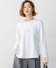 S size ONWARD(小さいサイズ) / エスサイズオンワード カットソー | 【洗える】ナチュラルコットンベア レースレイヤード カットソー