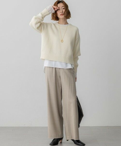 S size ONWARD(小さいサイズ) / エスサイズオンワード カットソー | 【洗える】ナチュラルコットンベア レースレイヤード カットソー | 詳細15