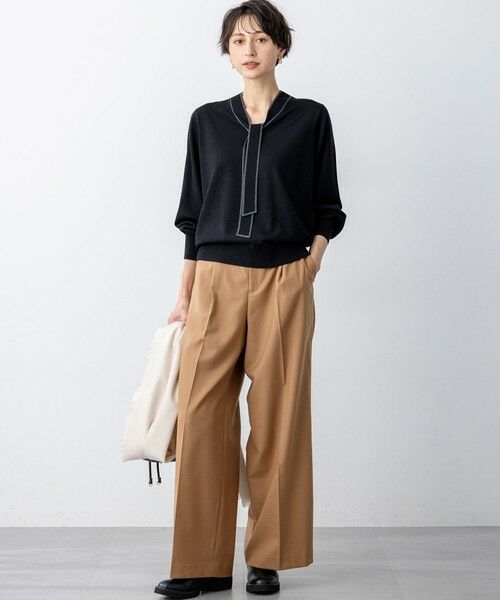 S size ONWARD(小さいサイズ) / エスサイズオンワード ニット・セーター | 【洗える】ウーステッドウール ボウタイ ニット | 詳細5