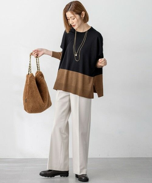 S size ONWARD(小さいサイズ) / エスサイズオンワード ニット・セーター | 【洗える】ウーステッドウール カラーブロック ニット | 詳細18