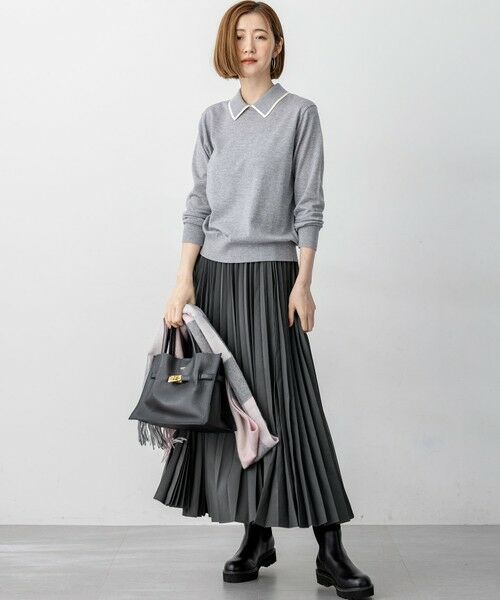 S size ONWARD(小さいサイズ) / エスサイズオンワード ニット・セーター | 【洗える】ウーステッドウール ポロニット | 詳細2