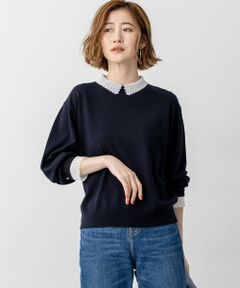 S size ONWARD(小さいサイズ) / エスサイズオンワード ニット・セーター | 【CLASSY.掲載/洗える】エンブロイダリー ジオメトリックレースコンビ ニット