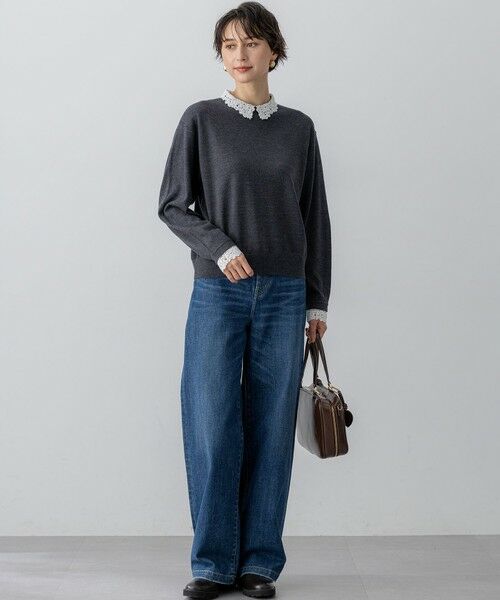 S size ONWARD(小さいサイズ) / エスサイズオンワード ニット・セーター | 【洗える】エンブロイダリー フラワーレースコンビ ニット | 詳細4