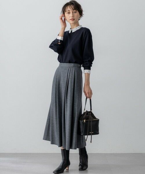 S size ONWARD(小さいサイズ) / エスサイズオンワード ニット・セーター | 【洗える】エンブロイダリー フラワーレースコンビ ニット | 詳細7