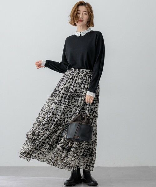 S size ONWARD(小さいサイズ) / エスサイズオンワード ニット・セーター | 【洗える】エンブロイダリー フラワーレースコンビ ニット | 詳細12