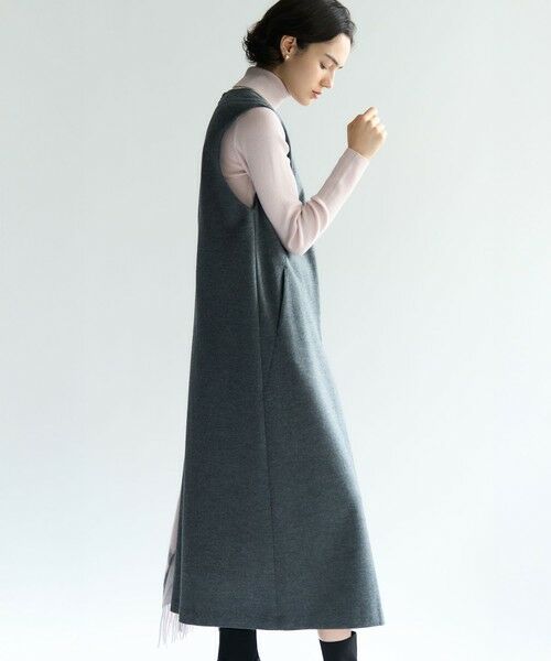 S size ONWARD(小さいサイズ) / エスサイズオンワード ロング・マキシ丈ワンピース | ウールミルドジャージー ボックスタック ジャンパースカート | 詳細2