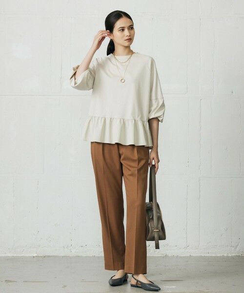 S size ONWARD(小さいサイズ) / エスサイズオンワード その他パンツ | 【SHIHOさん着用】TRスラブツイルテーパード パンツ | 詳細4