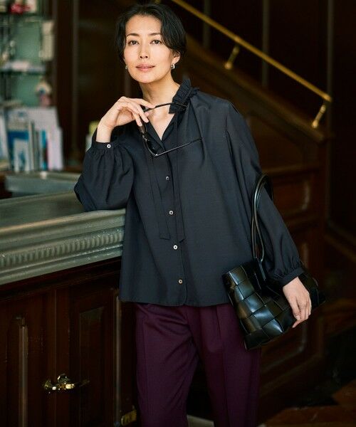 S size ONWARD(小さいサイズ) / エスサイズオンワード その他パンツ | 【SHIHOさん着用】TRスラブツイルテーパード パンツ | 詳細8