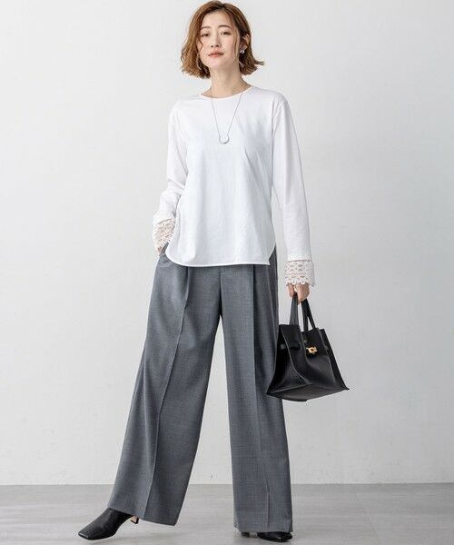 S size ONWARD(小さいサイズ) / エスサイズオンワード その他パンツ | 【滝沢眞規子さん着用/CanCam11月号掲載】ナチュラルストレッチサキソニー タック ワイド パンツ | 詳細18