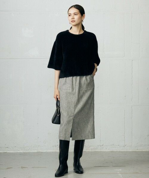S size ONWARD(小さいサイズ) / エスサイズオンワード ミニ・ひざ丈スカート | シルクネップツイード スカート | 詳細1