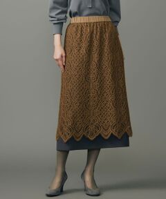 S size ONWARD(小さいサイズ) / エスサイズオンワード ミニ・ひざ丈スカート | 【SHIHOさん着用】バイカラーレース スカート