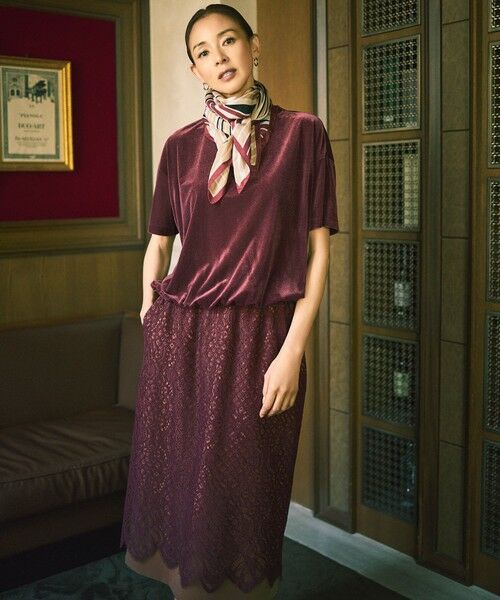 S size ONWARD(小さいサイズ) / エスサイズオンワード ミニ・ひざ丈スカート | 【SHIHOさん着用】バイカラーレース スカート | 詳細2