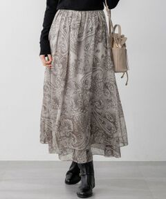 S size ONWARD(小さいサイズ) / エスサイズオンワード ミニ・ひざ丈スカート | 【洗える】Erica クレープペイズリープリント スカート