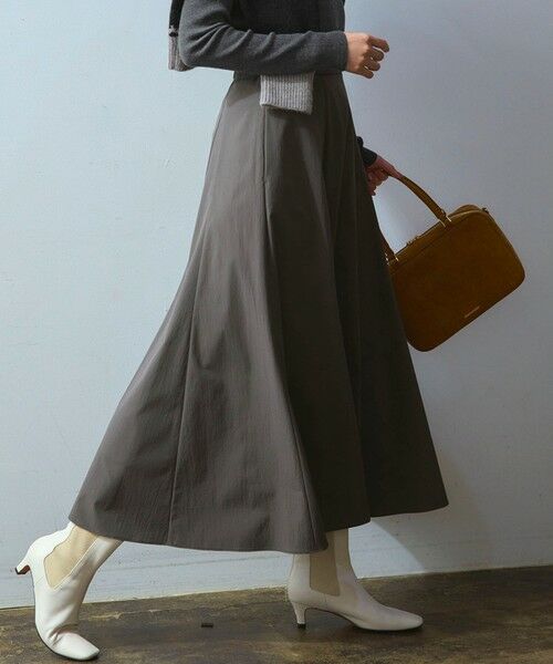 S size ONWARD(小さいサイズ) / エスサイズオンワード ミニ・ひざ丈スカート | 【洗える】ストレッチタイプライター フレア スカート(グレー系)