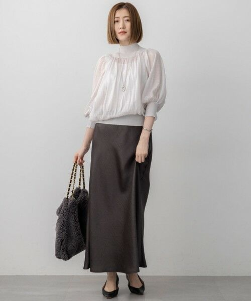 S size ONWARD(小さいサイズ) / エスサイズオンワード ミニ・ひざ丈スカート | 【VERY11月号掲載/洗える】ヴィンテージダブルサテン ナロー スカート | 詳細7