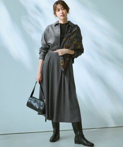 S size ONWARD(小さいサイズ) / エスサイズオンワード ミニ・ひざ丈スカート | 【洗える】ウールミルドジャージー タック スカート | 詳細1