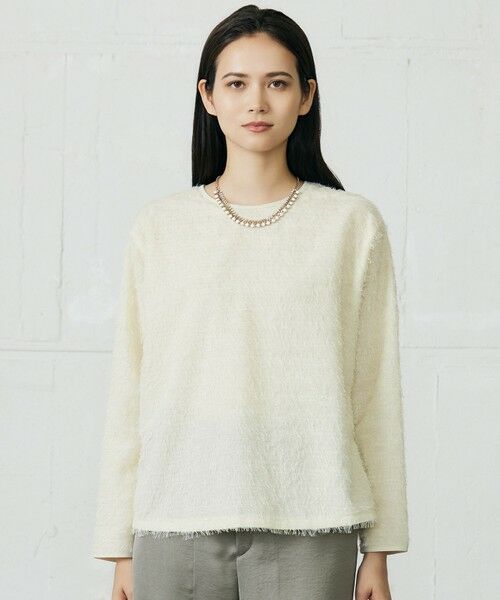 S size ONWARD(小さいサイズ)/エスサイズオンワード 【カタログ掲載】ループカットジャカードプルオーバー ブラウス アイボリー 32